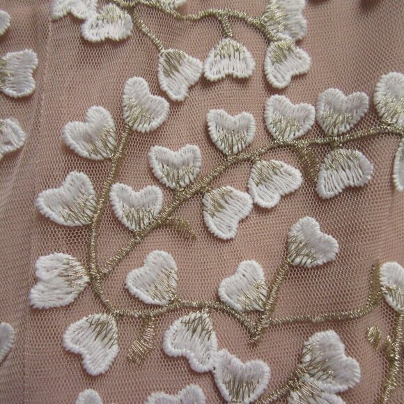 NWT BCBG MaxAzria Emery in Bare Pink 3D Floral Embroidered Asymmetric Dress 4 - Picture 4 of 6